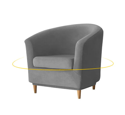 2pc/set Plush Club Chair Slipcover Stretch Elastic Chair Covers Solid Color Tub Chair Slipcovers Spandex Armchair Sofa Cover