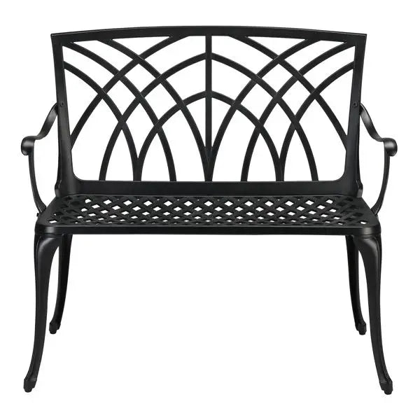 38in Outdoor Aluminum Garden Bench with Orchid Back, Antique Style for Patio, Porch, and Yard