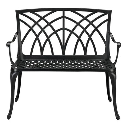 38in Outdoor Aluminum Garden Bench with Orchid Back, Antique Style for Patio, Porch, and Yard