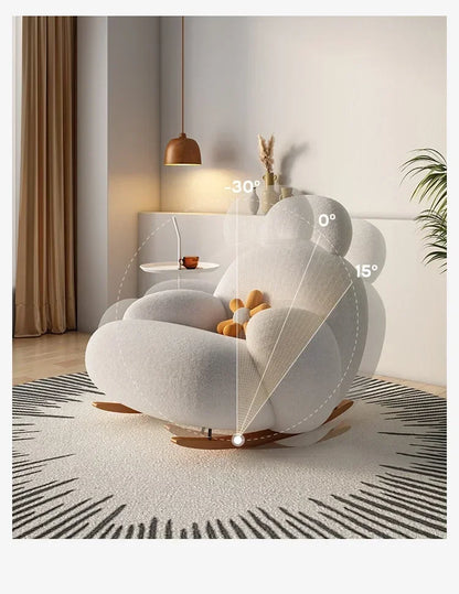 Nordic Bedroom Creamy Velvet Rocking Lounge Chair,living Room Balcony,rotatable Single Person Large White Bear Leisure Chair
