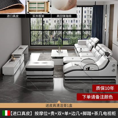 PatioLix Massage Minimalist Sofas Modern Leather Sectional Designer Sofas Lazy Luxury Cadeiras Para Sala De Estar Living Room Furniture
