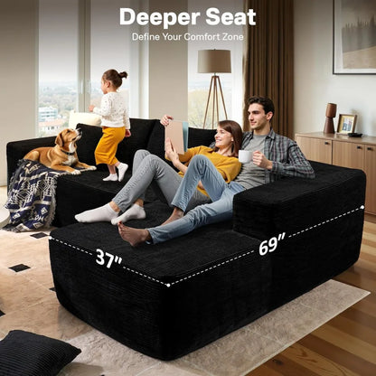 l-shaped cloudy sectional sofa for living room: pre-assembled, modular design with plush comfort and deep seating