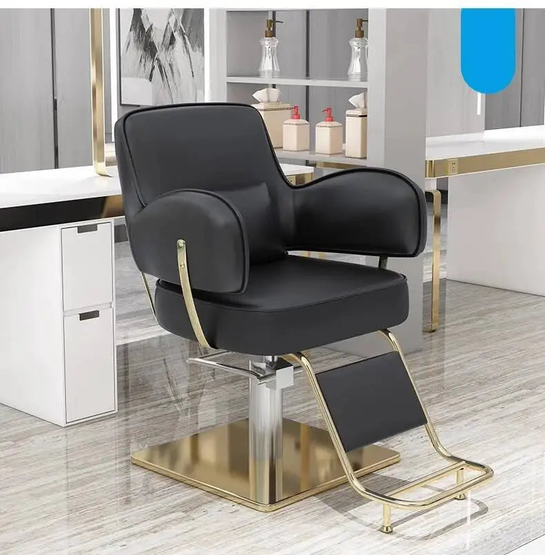 Round Chair Professional Barber Chairs Mirror Hair Salon Women's Beauty Men's Shaving Rotating Ergonomic Wheels Reclining Silla