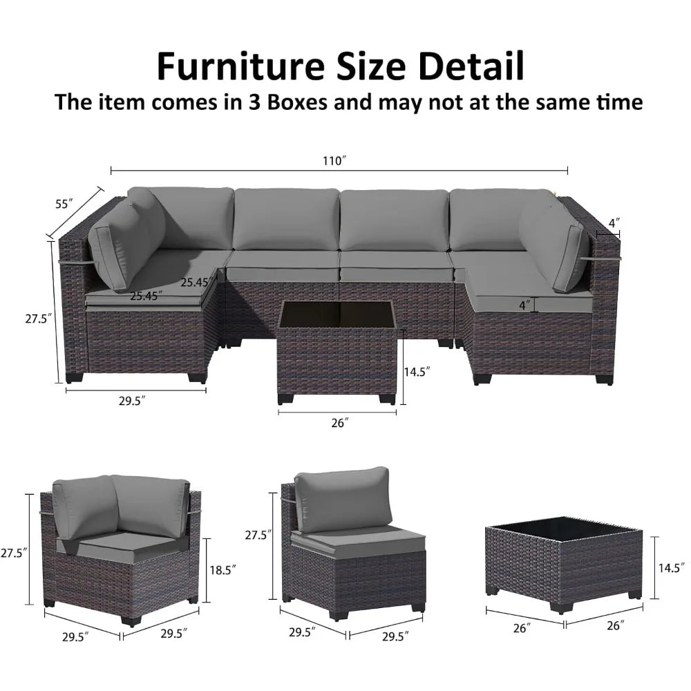 all-weather outdoor patio furniture set: sectional sofa in pe wicker for modular conversation areas