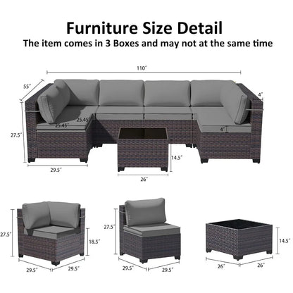 all-weather outdoor patio furniture set: sectional sofa in pe wicker for modular conversation areas