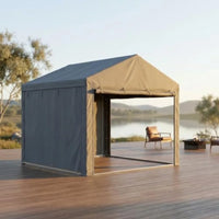 Carport replacement doors for portable garage shelters 180G PE material gray water-resistant zipper roll-up design for 13x2013x