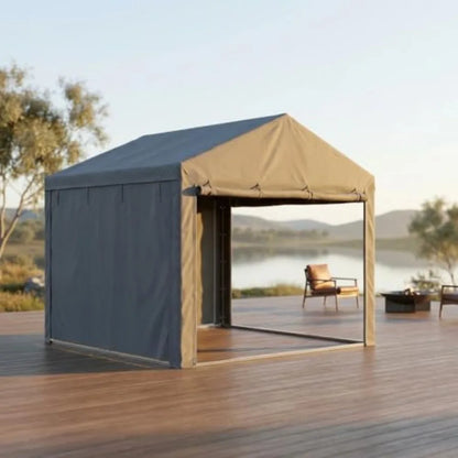Carport replacement doors for portable garage shelters 180G PE material gray water-resistant zipper roll-up design for 13x2013x