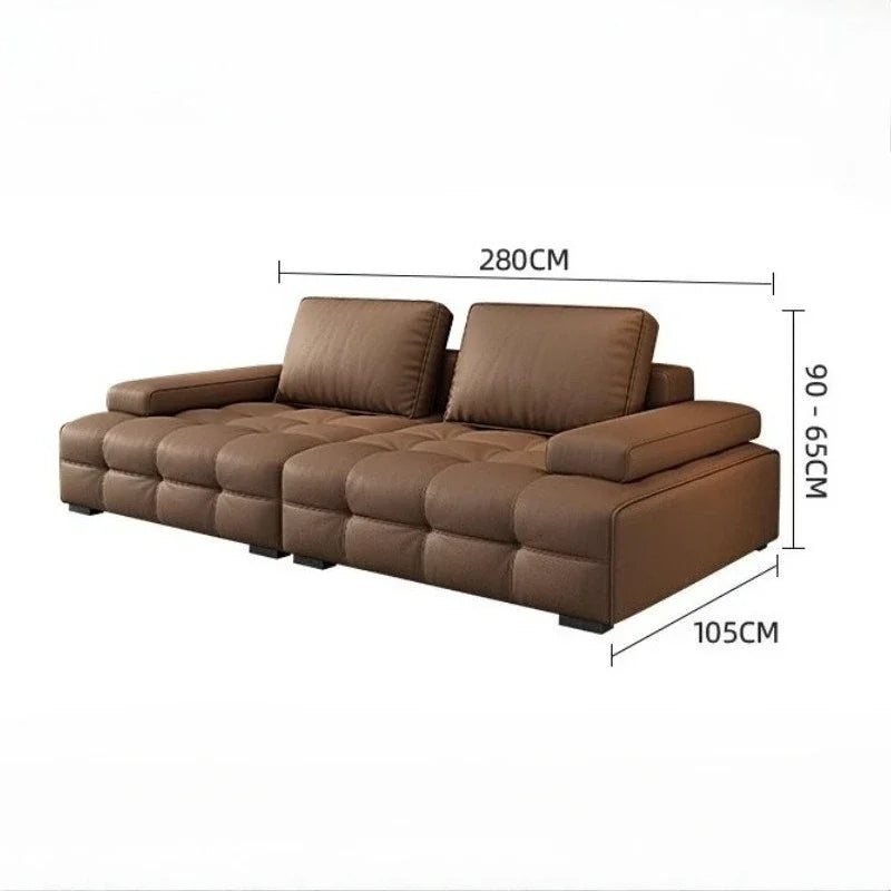Modern Minimalist New Leather Living Room Lawrence Italian Light Luxury Straight L Shaped Sectional Lazy Soft Tatami Lounge Sofa