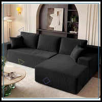 Modular L Shaped Couch for Living Room, Deep Seat Sectional Sofa with Chaise, Memory Foam, No Assembly, Black