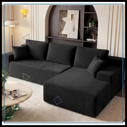 Modular L Shaped Couch for Living Room, Deep Seat Sectional Sofa with Chaise, Memory Foam, No Assembly, Black