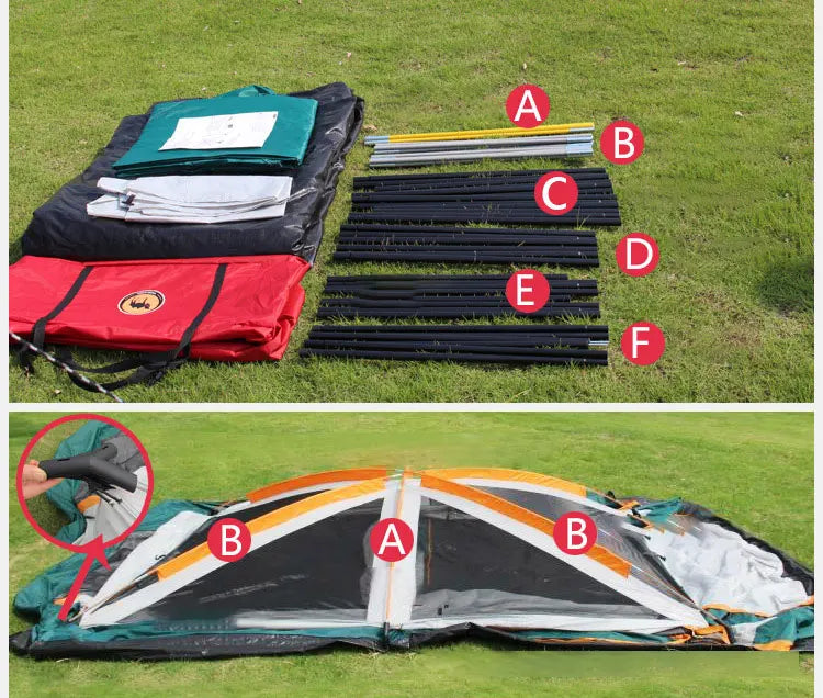 3 Sizes Tent Two-bedroom 1 Living Room Large Family Camping Tent 5-8-12 Person Leisure Camp Tent Rainproof Outdoor Indoor Hourse