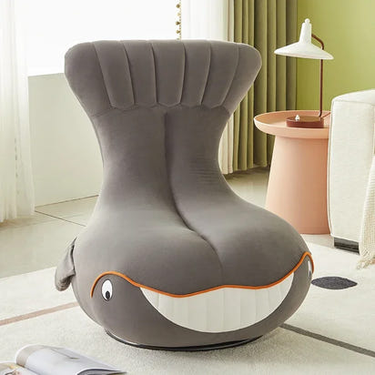 Whale Lazy Sofa Leisure Chair Flannel Rotatable Cute Shark Sofa Single Seat Chair