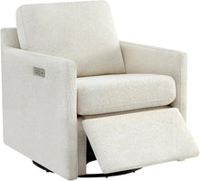 Swivel Accent Chair with Electric Footrests, Living Room Sofa Chair with Power Motor, USB and Type-C Ports, Cream