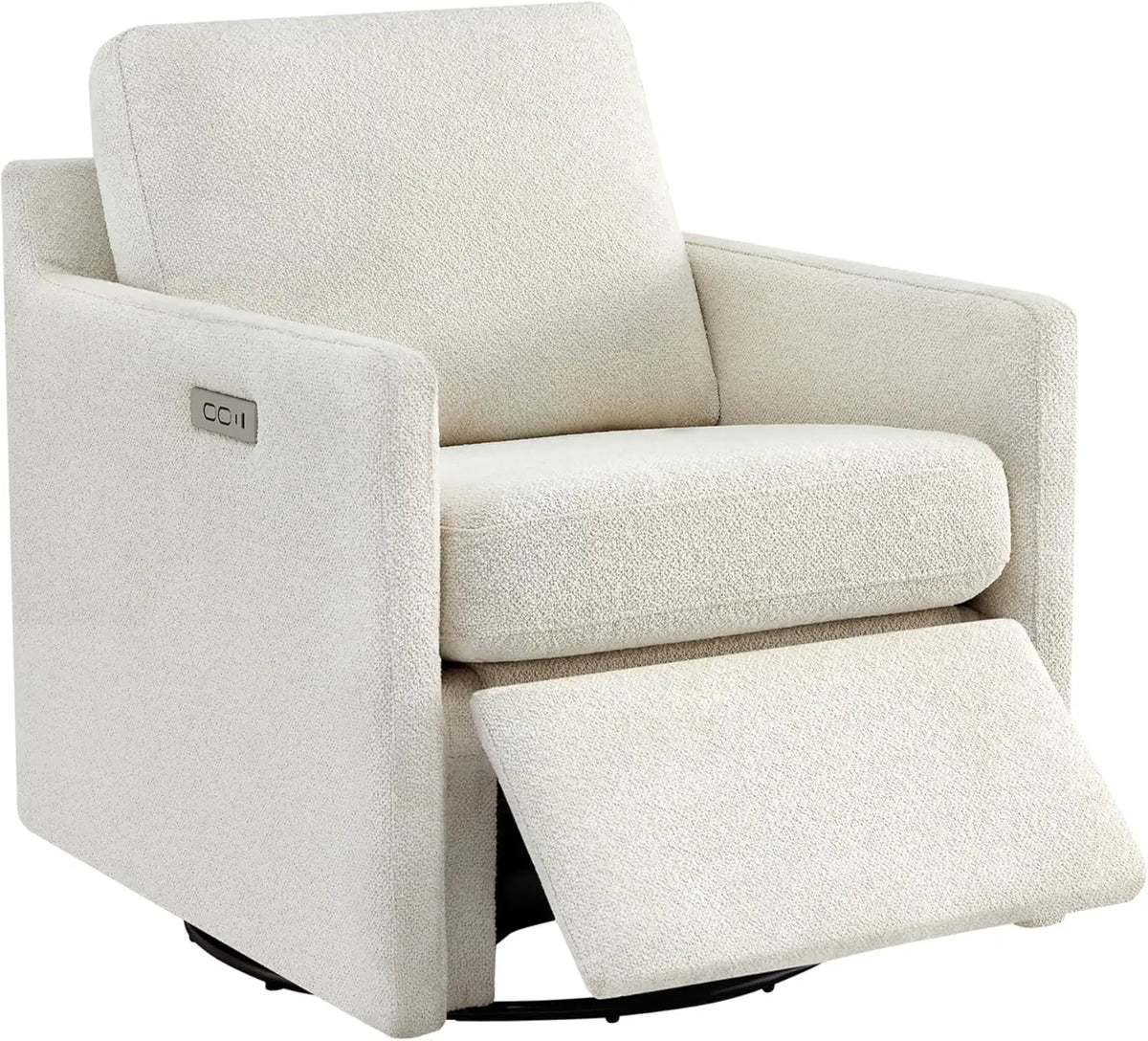 Swivel Accent Chair with Electric Footrests, Living Room Sofa Chair with Power Motor, USB and Type-C Ports, Cream