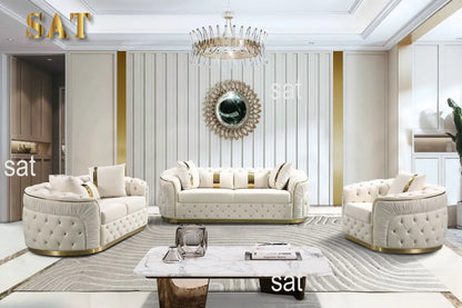 Machine High Quality Luxury Living Room Sofa Set Gold Stainless Steel Lounge Sofa Velvet 2-3 Seater Couch
