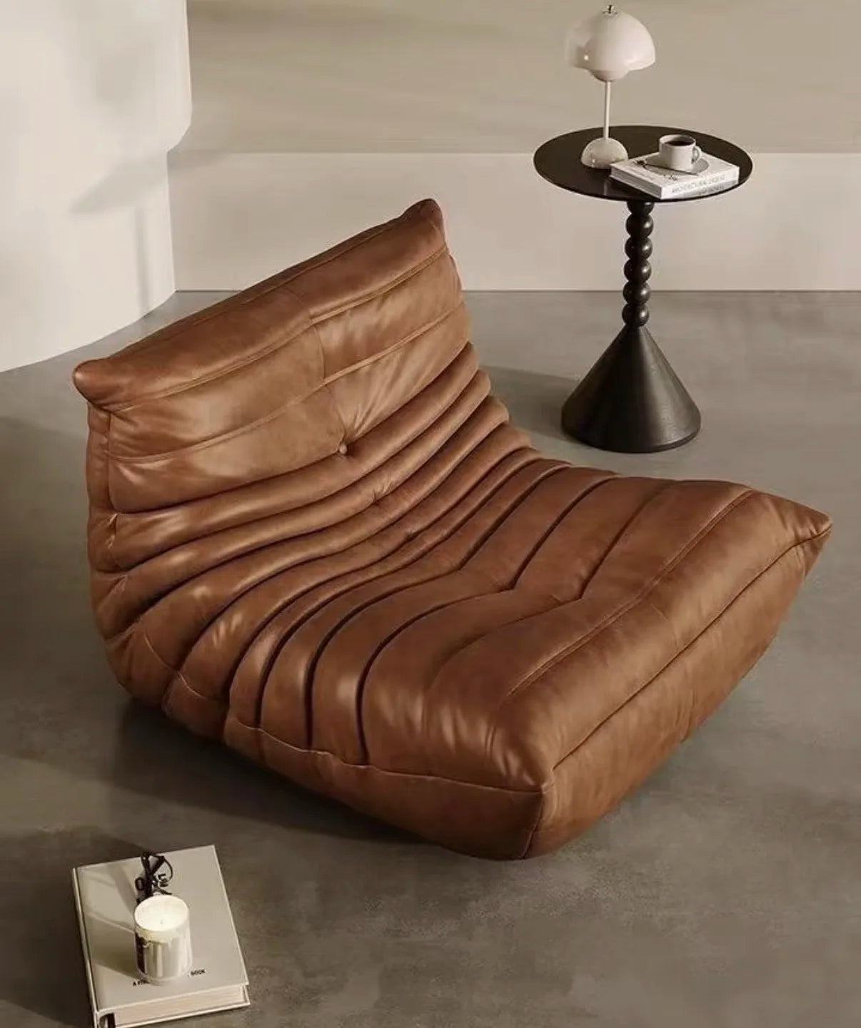 Togo caterpillar sofa leisure small apartment bedroom living room can sleep lazy sofa cream wind single recliner