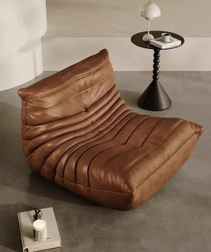 Togo caterpillar sofa leisure small apartment bedroom living room can sleep lazy sofa cream wind single recliner