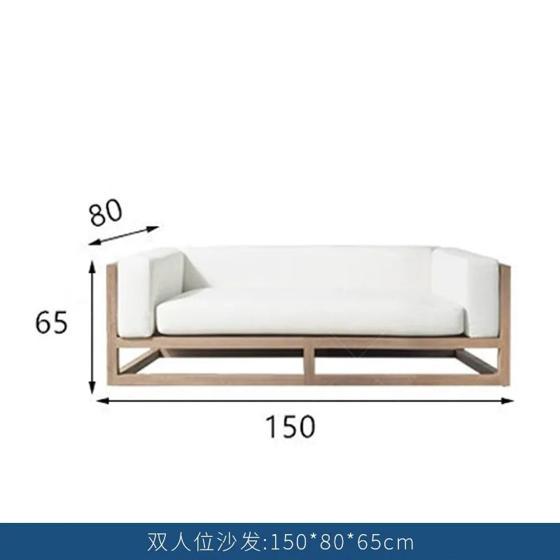 Villa courtyard sofa combination leisure hotel terrace waterproof sunscreen sofa outdoor terrace wood grain lacquer sofa