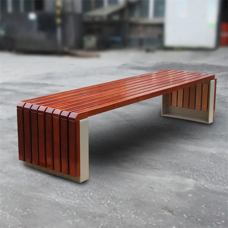 Mobilier d'extérieur, siège de banc sans dossier en bois frais, siège extérieur de parc, banc de Patio de jardin public sans dossier