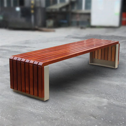 Mobilier d'extérieur, siège de banc sans dossier en bois frais, siège extérieur de parc, banc de Patio de jardin public sans dossier