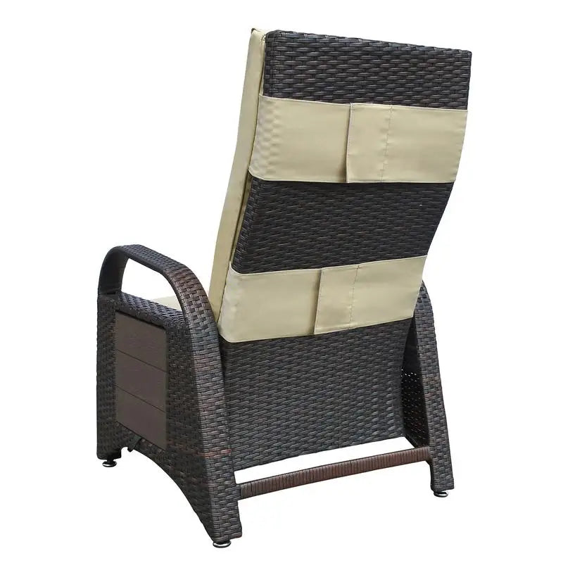 Adjustable Outdoor Recliner Chair, PE Wicker Lounge Chair with Removable Cushion, Modern Ergonomic Armchair for Home and