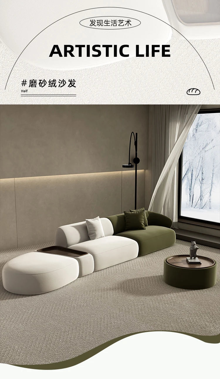 Curved Sofa Special Shaped Designer Beauty Salon Couch Lounge Area Sofa Coffee Table Set Furniture Velvet Living Room Sofas