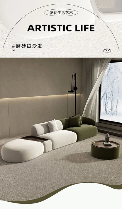 Curved Sofa Special Shaped Designer Beauty Salon Couch Lounge Area Sofa Coffee Table Set Furniture Velvet Living Room Sofas