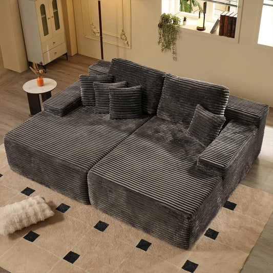 Compressed fabric combination sofa cinema concubine chair tofu block lazy