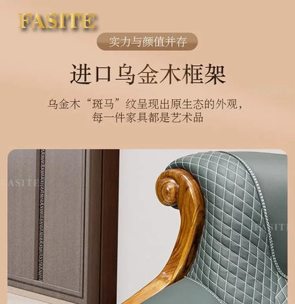 Modern simple ebony leather sofa new Chinese living room size apartment solid wood first layer cowhide new combination