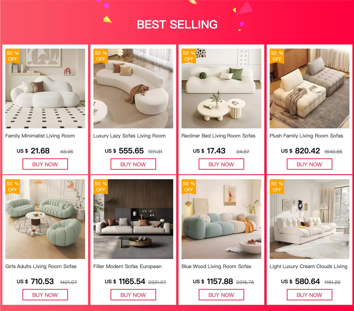 Light Luxury European Living Room Sofa Curved Christmas Cream Clouds Couch Ergonomic Reading Sofa Sala De Estar Home Decoration