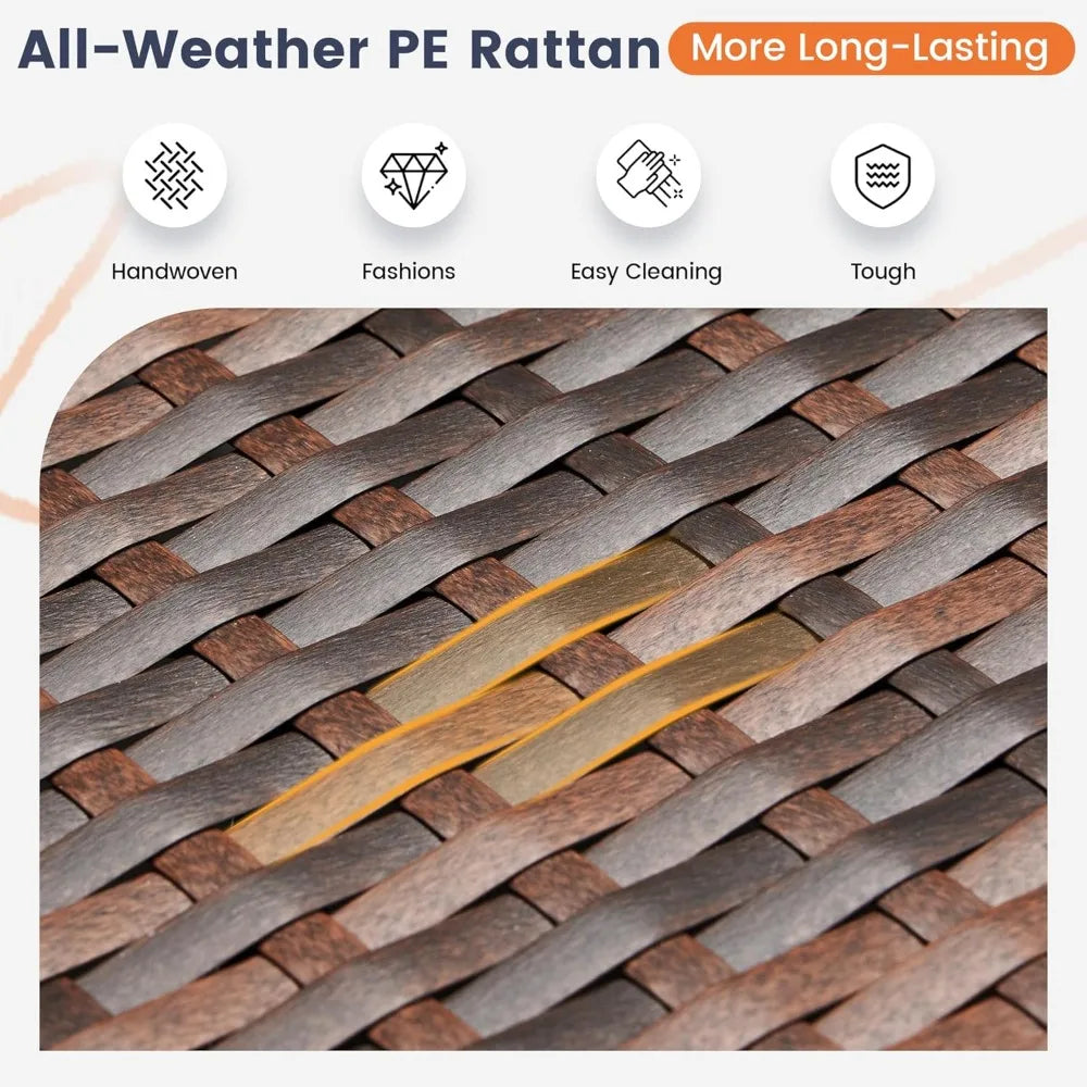 8 Inch Armrest Outdoor Sectional Sofa, 6 Piece Wicker Outdoor Furniture Conversation Sets with Waterproof Cover