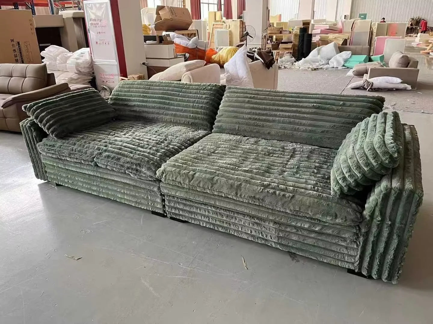 -+Light Luxury Lazy Thick Solid Wood Frame Technology Velvet Clouds Sofa Large Sitting Deep Section Sofa Set Removable Washable