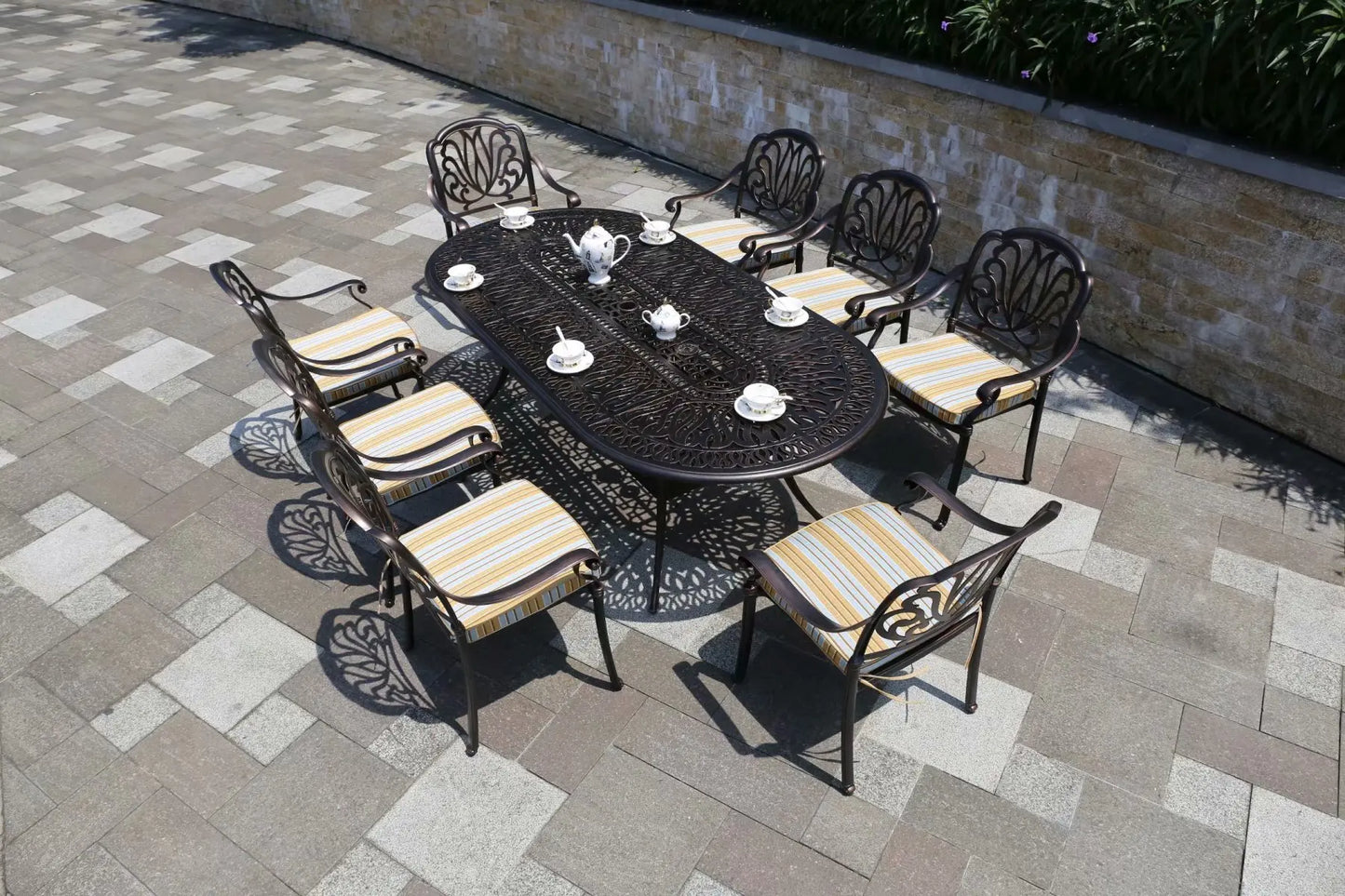 Patio Outdoor Furniture Cast Aluminum Chairs and Table Garden Metal Dining Sets Balcony Leisure Furniture Barbecue