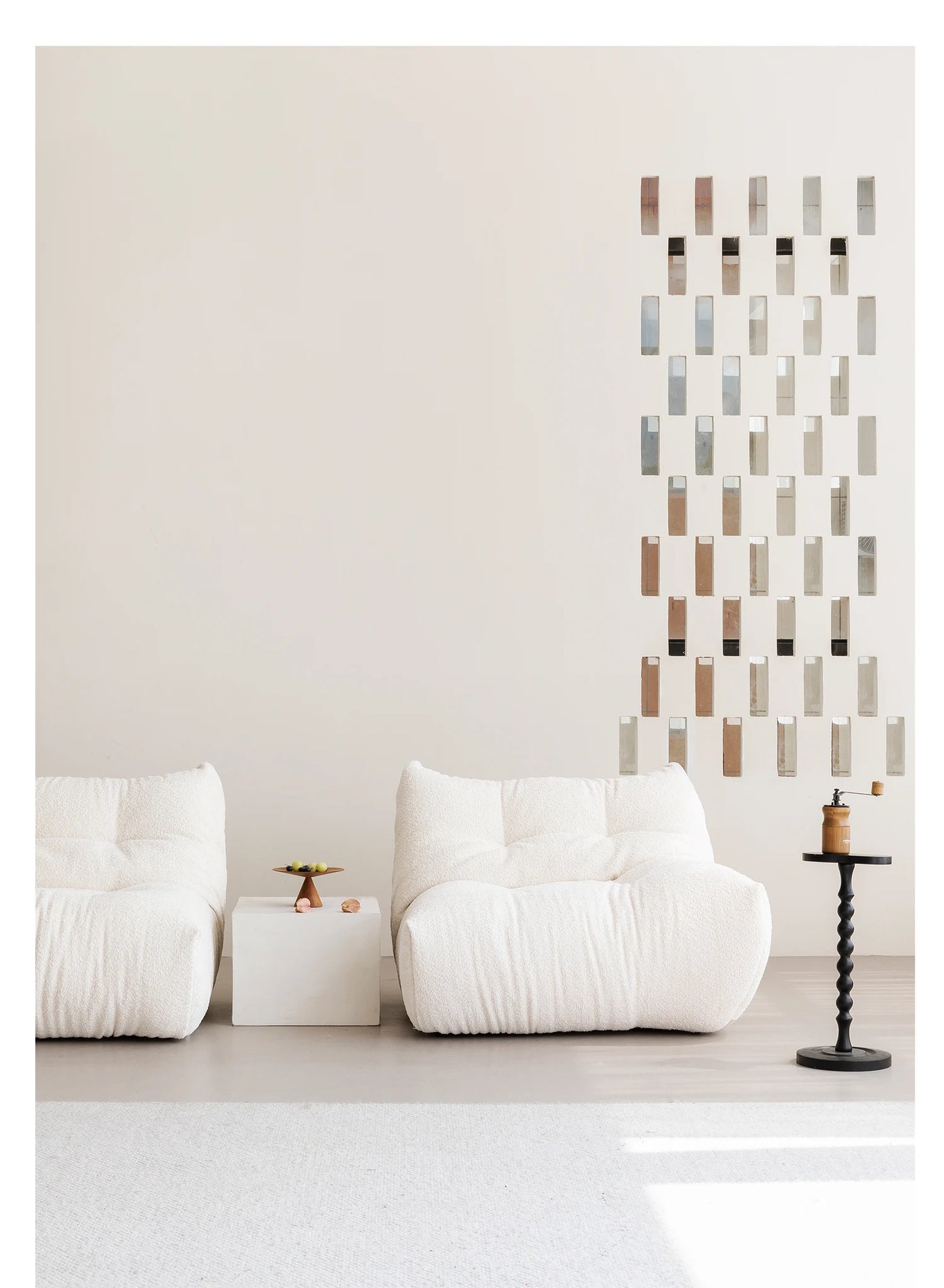 Nordic Cream Style Living Room Sofa White Square Combination Creative Design Lazy Couch Comfort Home Furniture Lounge Chair FYLS