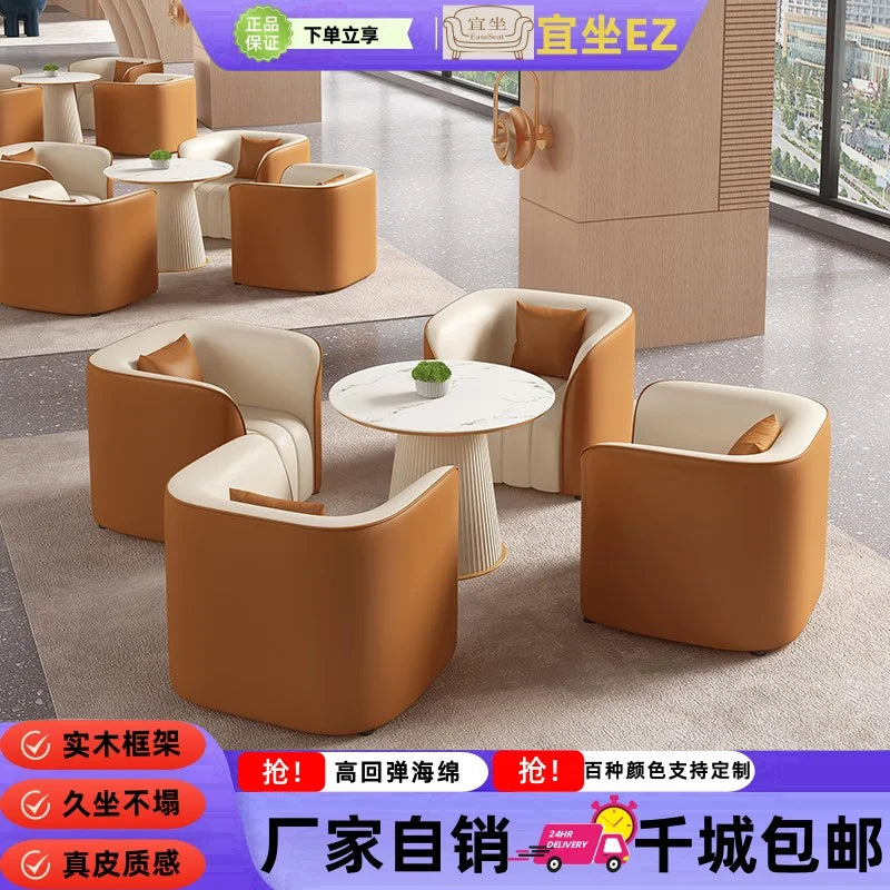 Custom. Light Luxury Hotel Lobby Exclusive Reception Negotiation Leisure Table and Chairs Beauty Salon Lobby Reception Business