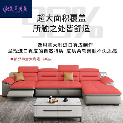 Multi-purpose leather high-end home living room electric light luxury sofa modern minimalist sofa