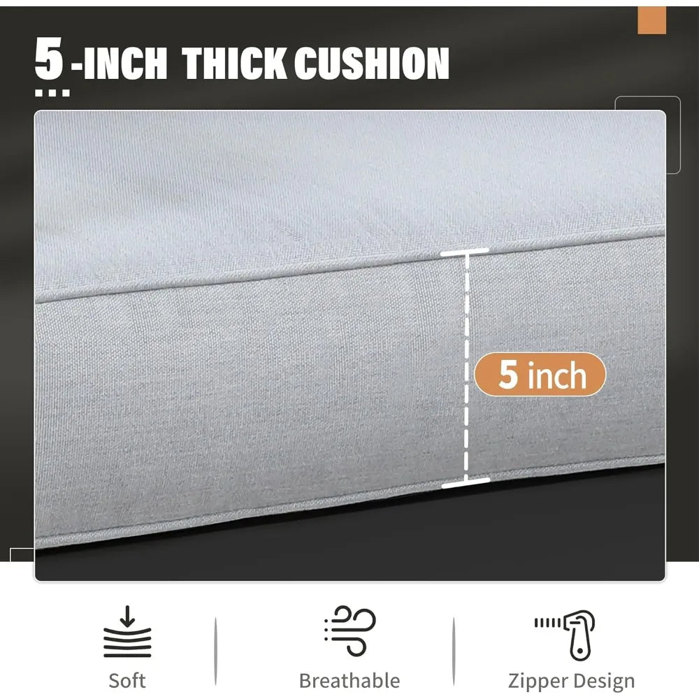 Patio Furniture Metal Armchair,2 PCS All-Weather Aluminum Garden Outdoor Contemporary Sofa Chair with Cushions, Light Grey