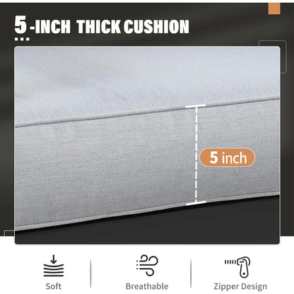 Patio Furniture Metal Armchair,2 PCS All-Weather Aluminum Garden Outdoor Contemporary Sofa Chair with Cushions, Light Grey