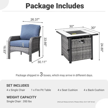 4 Pieces Patio Furniture Set with 30