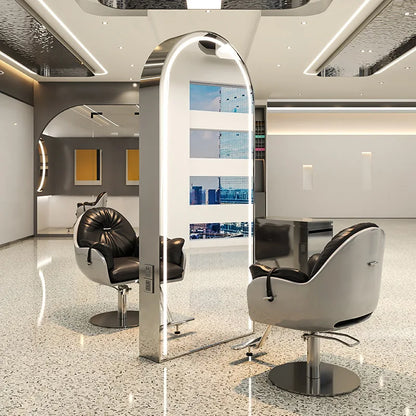 Salon Furniture Led Light Gold Frame Double Sided Barber Station Modern Hair Salon Mirrors Designs