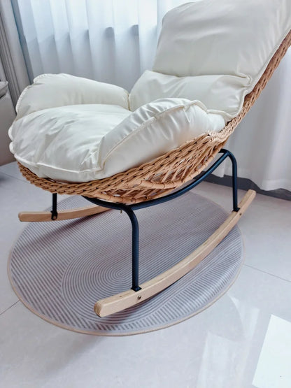 Modern Rocking Lounge Chair for Balcony Woven Rattan Lobster Chair Indoor Swing Seat Comfortable Single Sofa for Living Room