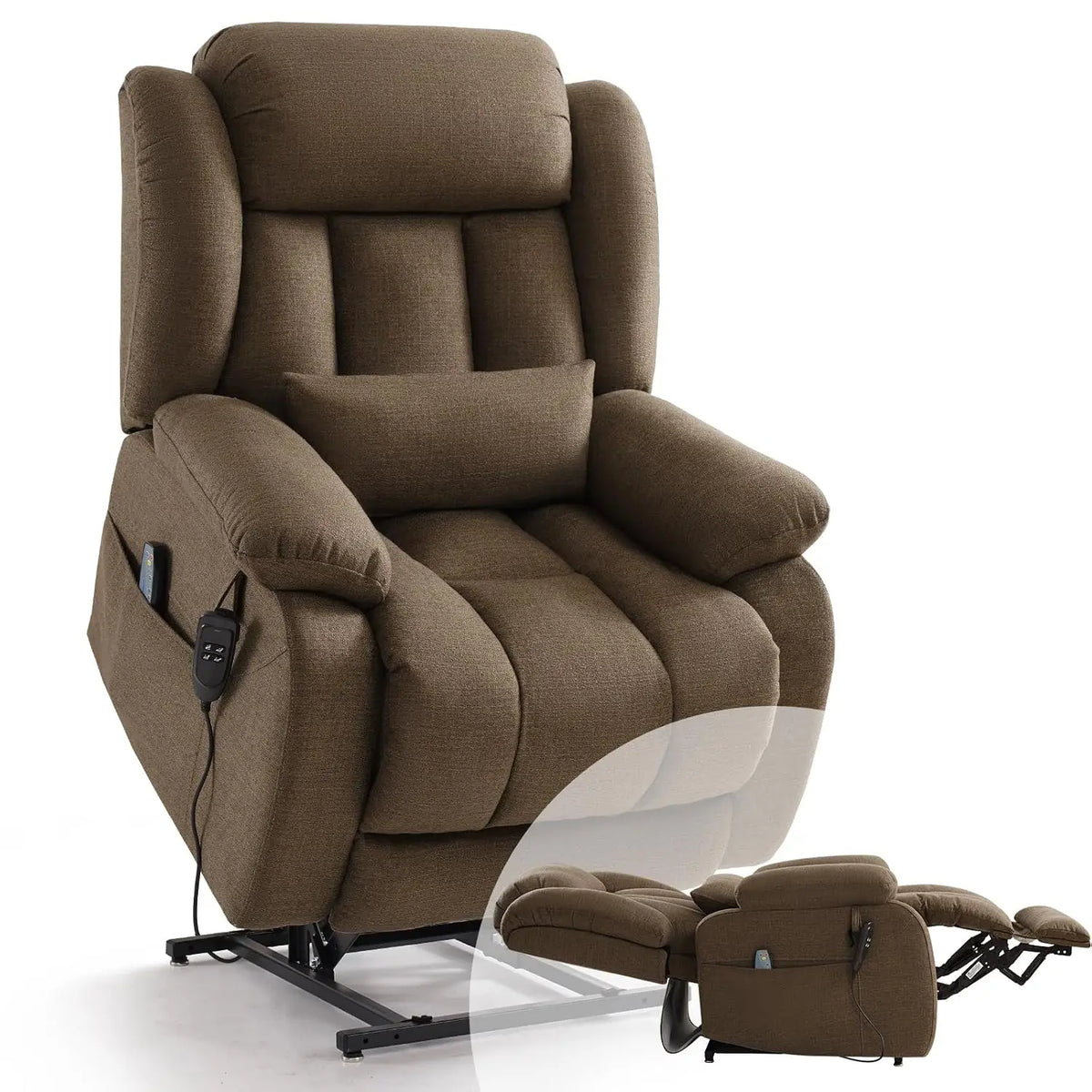 Infinite Position Lay Flat Power Lift Recliner Chair for Elderly, Brown, Customized