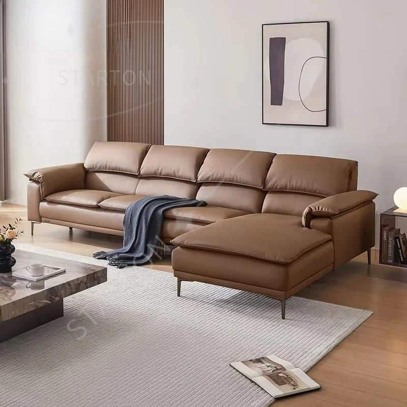 Fabric Sofa Set Living Room Furniture Modern Brown Color Leather Sofa