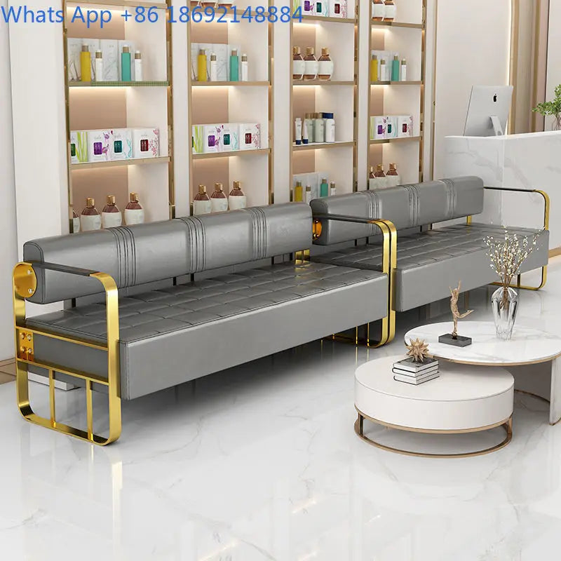 Furniture Barber Shop Sofa Waiting Salon Special Chair Hair Salon Rest Area Stainless Steel Sofa Chair