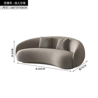 Minimalist Arc Shaped Sofa for Living Room - Modern Cashew Design