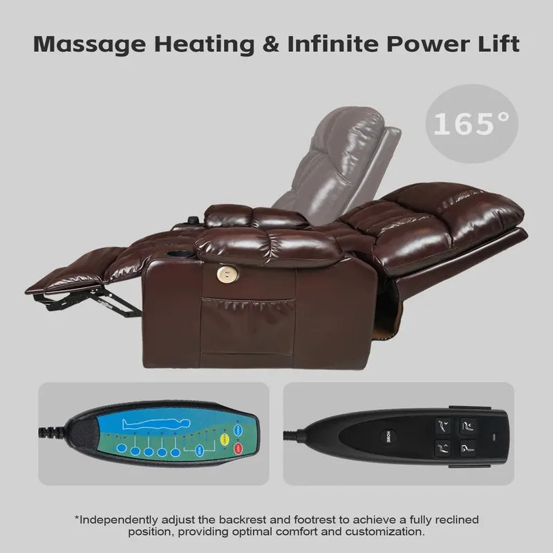 Dual Motor Massage & Heat Reclining Chair for Elderly with Cup Holder & USB Ports, Rocking Recliner Chair