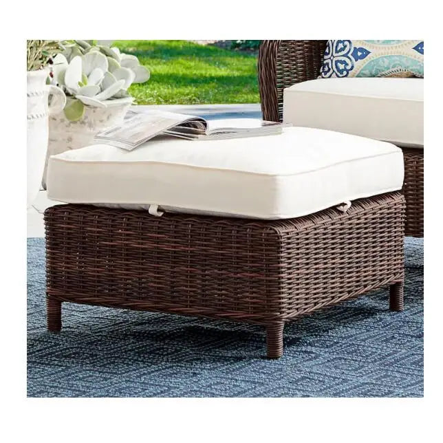 Garden Cheap Outdoor Ottoman Round Wicker Footstool