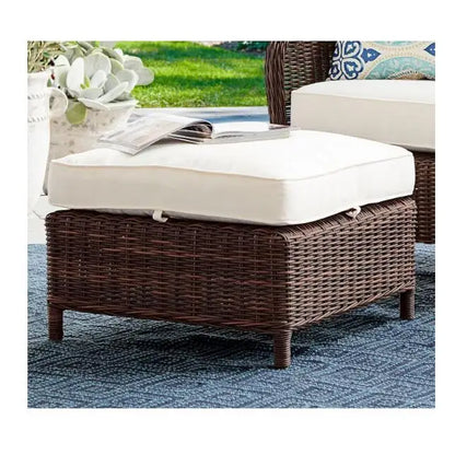 Garden Cheap Outdoor Ottoman Round Wicker Footstool