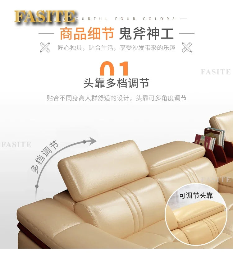 Genuine leather sofa head layer cowhide small unit,simple and modern functional, fashionable leather sofa combination decoration