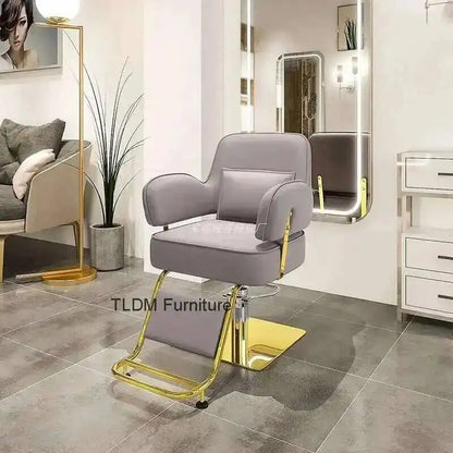 Furniture Fashionable Grey Barber Chair Glamour Elegant Barbería Professional Comfy Hairdressing Chair Modern Simple Silla De